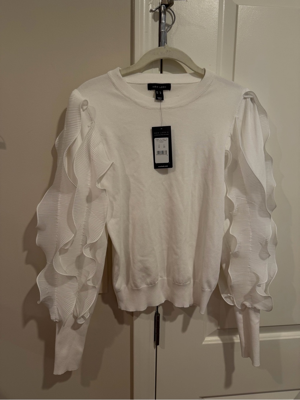 White Puff-Sleeve Ruffle Top - Picture 2 of 4